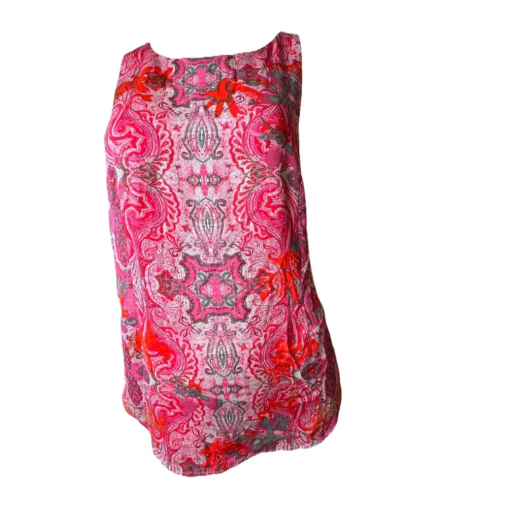CAbi #127 Jubilee Pink Paisley Tank Top Zipper Lined Size M